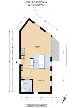 Plattegrond John Rossweg 33 Almere, 2e verdieping Plattegrond John Rossweg 33 Almere, 2e verdieping