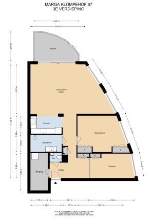 Plattegrond Marga Klompéhof 67 Almere, 3e verdieping Plattegrond Marga Klompéhof 67 Almere, 3e verdieping