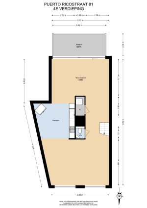 Plattegrond Puerto Ricostraat 81 Almere, 4e verdieping Plattegrond Puerto Ricostraat 81 Almere, 4e verdieping