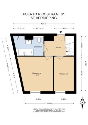 Plattegrond Puerto Ricostraat 81 Almere, 5e verdieping Plattegrond Puerto Ricostraat 81 Almere, 5e verdieping